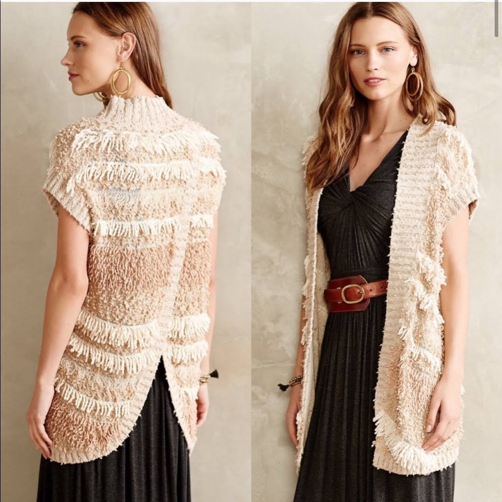 ANTHROPOLOGIE MOTH Quinta Boho Fringe Cardigan, X Small - Picture 10 of 10